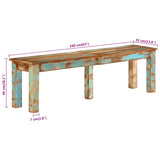 Bench 160x35x46 cm Solid Reclaimed Wood - Low Angle