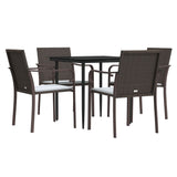 5 Piece Garden Dining Set with Cushions Poly Rattan and Steel - Side View