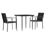 3 Piece Garden Dining Set with Cushions Poly Rattan and Steel