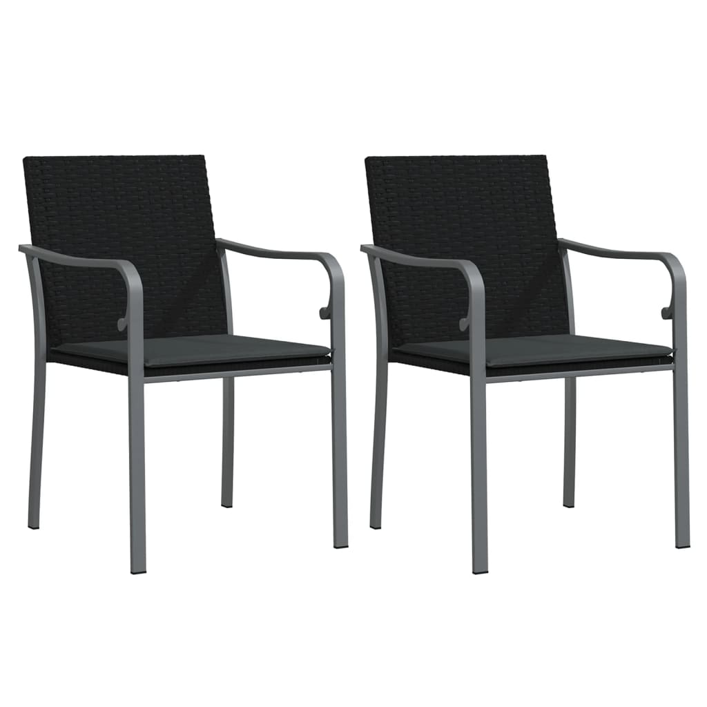 3 Piece Garden Dining Set with Cushions Poly Rattan and Steel