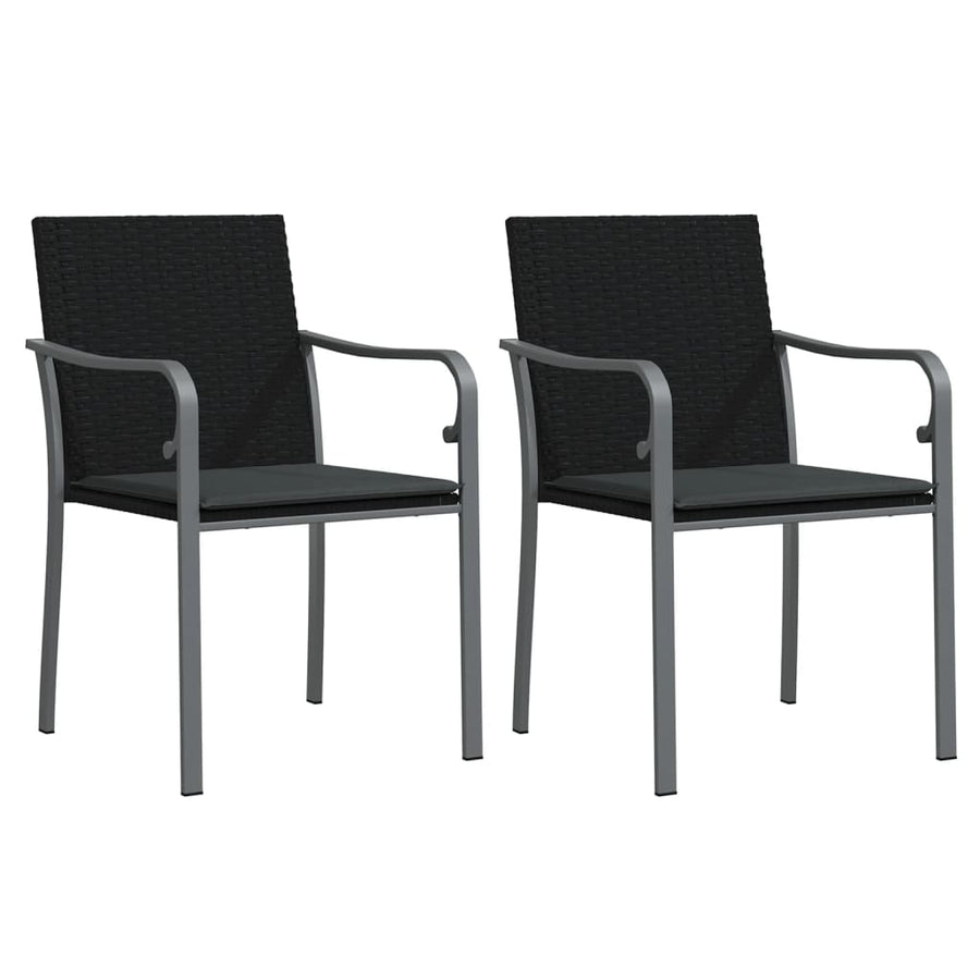 3 Piece Garden Dining Set with Cushions Poly Rattan and Steel