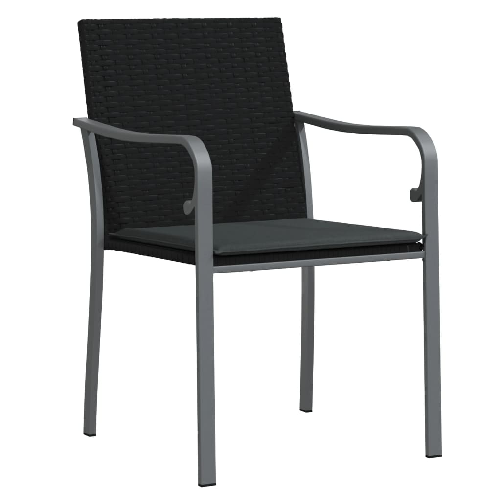 3 Piece Garden Dining Set with Cushions Poly Rattan and Steel