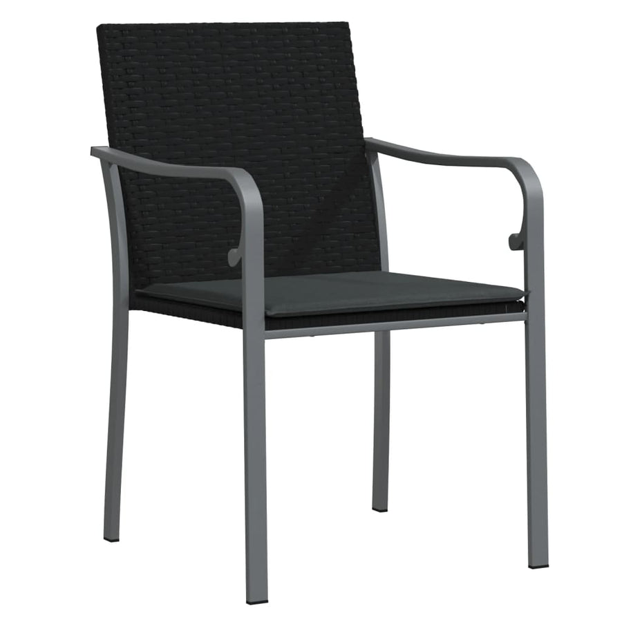 3 Piece Garden Dining Set with Cushions Poly Rattan and Steel