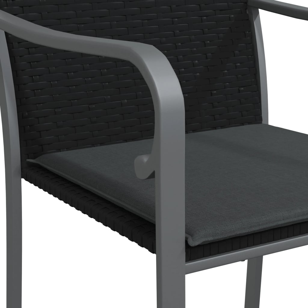 3 Piece Garden Dining Set with Cushions Poly Rattan and Steel
