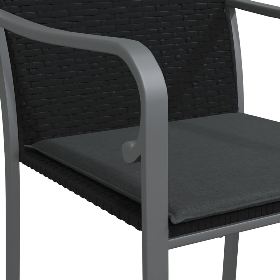 3 Piece Garden Dining Set with Cushions Poly Rattan and Steel
