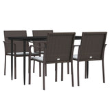 5 Piece Garden Dining Set with Cushions Poly Rattan and Steel - Side View
