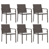 7 Piece Garden Dining Set with Cushions Poly Rattan and Steel
