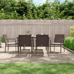 7 Piece Garden Dining Set with Cushions Poly Rattan and Steel