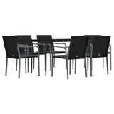 7 Piece Garden Dining Set with Cushions Poly Rattan and Steel