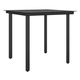3 Piece Garden Dining Set with Cushions Poly Rattan and Steel - Rear View