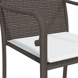 3 Piece Garden Dining Set with Cushions Poly Rattan and Steel - Close-Up Angle