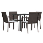 5 Piece Garden Dining Set with Cushions Poly Rattan and Steel