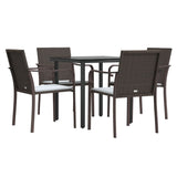 5 Piece Garden Dining Set with Cushions Poly Rattan and Steel - Side View