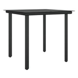 3 Piece Garden Dining Set with Cushions Poly Rattan and Steel - Rear View