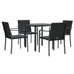 5 Piece Garden Dining Set with Cushions Poly Rattan and Steel