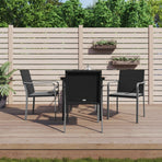 5 Piece Garden Dining Set with Cushions Poly Rattan and Steel