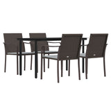 5 Piece Garden Dining Set with Cushions Poly Rattan and Steel - Side View