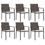 7 Piece Garden Dining Set with Cushions Poly Rattan and Steel