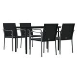 5 Piece Garden Dining Set with Cushions Poly Rattan and Steel - Side View