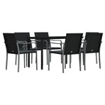 7 Piece Garden Dining Set with Cushions Poly Rattan and Steel