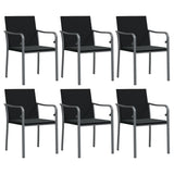 7 Piece Garden Dining Set with Cushions Poly Rattan and Steel