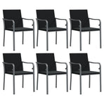 7 Piece Garden Dining Set with Cushions Poly Rattan and Steel
