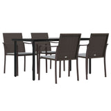 5 Piece Garden Dining Set with Cushions Poly Rattan and Steel - Top-Down View