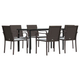 7 Piece Garden Dining Set with Cushions Poly Rattan and Steel - Side View