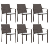 7 Piece Garden Dining Set with Cushions Poly Rattan and Steel