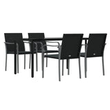 5 Piece Garden Dining Set with Cushions Poly Rattan and Steel - Side View