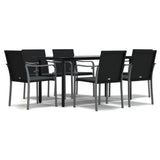 7 Piece Garden Dining Set with Cushions Poly Rattan and Steel