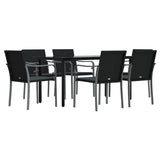 7 Piece Garden Dining Set with Cushions Poly Rattan and Steel