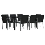 9 Piece Garden Dining Set with Cushions Poly Rattan and Steel - Side View