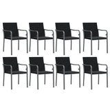 9 Piece Garden Dining Set with Cushions Poly Rattan and Steel - Top-Down View