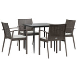 5 Piece Garden Dining Set with Cushions Poly Rattan and Steel - Side View