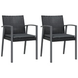 3 Piece Garden Dining Set with Cushions Poly Rattan and Steel - Top-Down View