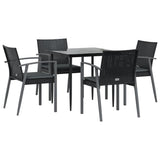 5 Piece Garden Dining Set with Cushions Poly Rattan and Steel - Side View