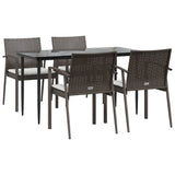 5 Piece Garden Dining Set with Cushions Poly Rattan and Steel - Side View