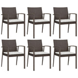 7 Piece Garden Dining Set with Cushions Poly Rattan and Steel