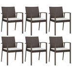 7 Piece Garden Dining Set with Cushions Poly Rattan and Steel