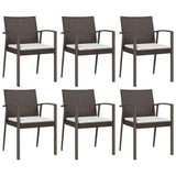 7 Piece Garden Dining Set with Cushions Poly Rattan and Steel - Top-Down View
