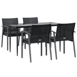 5 Piece Garden Dining Set with Cushions Poly Rattan and Steel - Side View