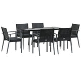 7 Piece Garden Dining Set with Cushions Poly Rattan and Steel - Side View