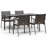 5 Piece Garden Dining Set with Cushions Poly Rattan and Steel - Front View
