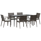 7 Piece Garden Dining Set with Cushions Poly Rattan and Steel - Side View
