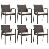 7 Piece Garden Dining Set with Cushions Poly Rattan and Steel - Top-Down View