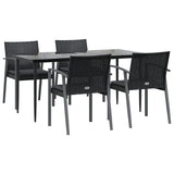 5 Piece Garden Dining Set with Cushions Poly Rattan and Steel - Side View