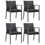 5 Piece Garden Dining Set with Cushions Poly Rattan and Steel