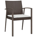 3 Piece Garden Dining Set with Cushions Poly Rattan and Steel - 45-Degree Angle