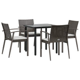 5 Piece Garden Dining Set with Cushions Poly Rattan and Steel - Side View